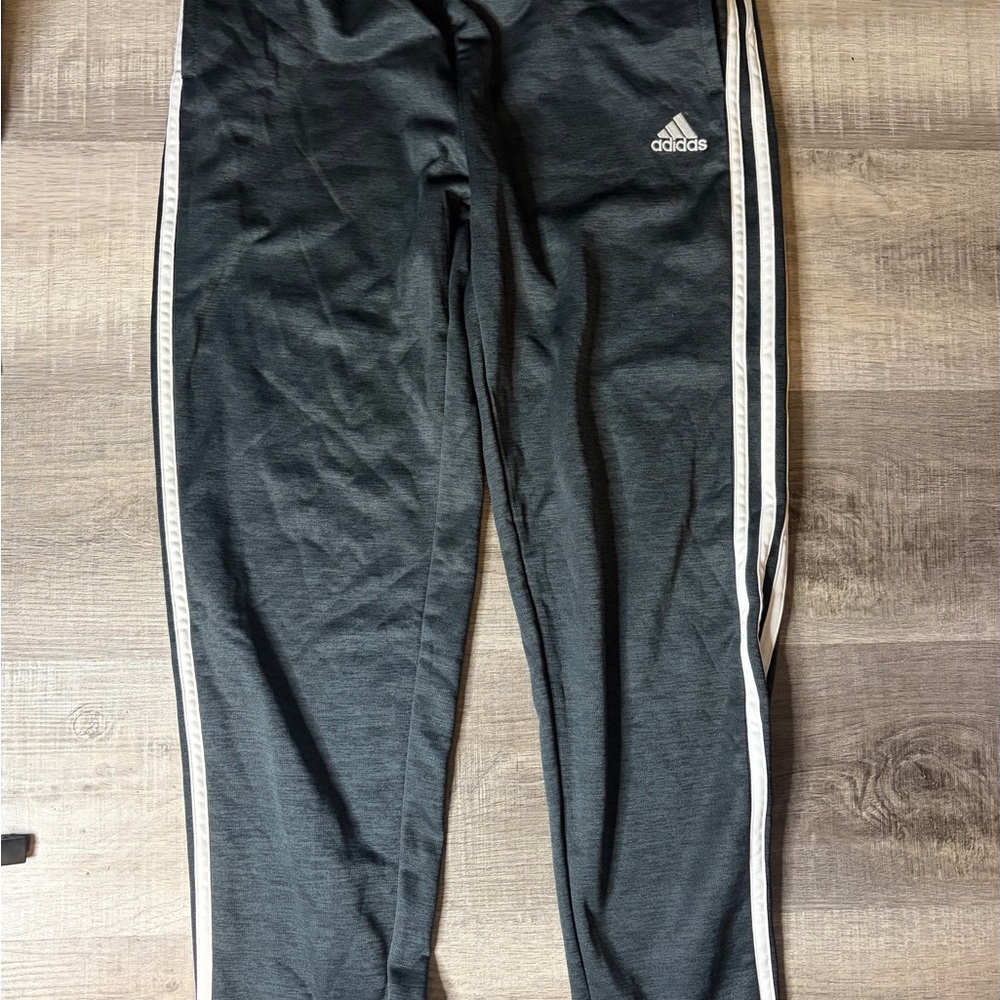 Adidas Kids Charcoal Joggers with White Stripes